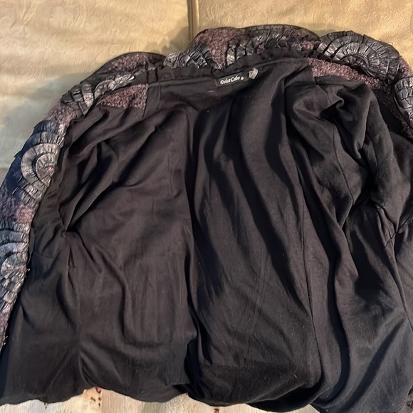 Dolce Cabo Cardigan Sweater Leather Rosettes Trim Size Large - Picture 14 of 14